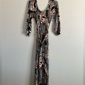 Fashion Nova palm print double slit dress